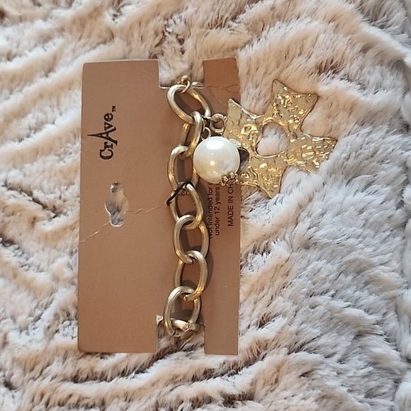 CRAVE Gold & Faux Pearl Heart Cross Necklace and Bracelet Set - Picture 7 of 9